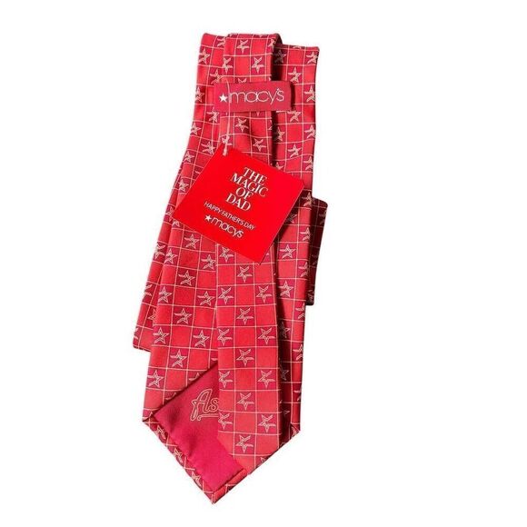 Men's Red Silk Tie with Vtg Houston Astros Macy's 150th Anniversary mlb - Picture 4 of 5